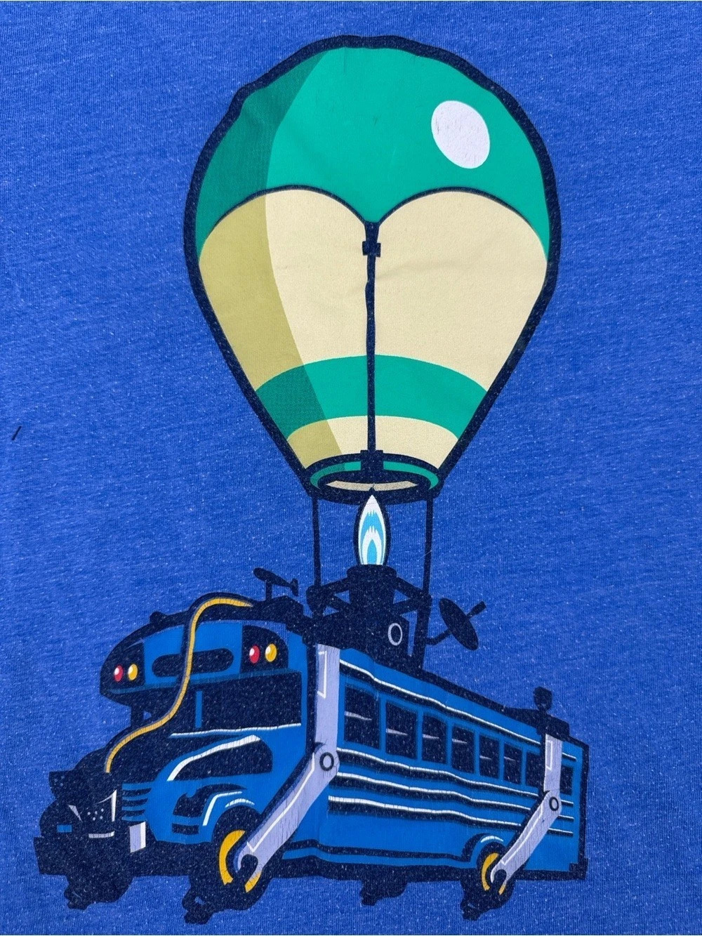 Fortnite Battle Bus Graphic T-Shirt Boys XL Blue & Green